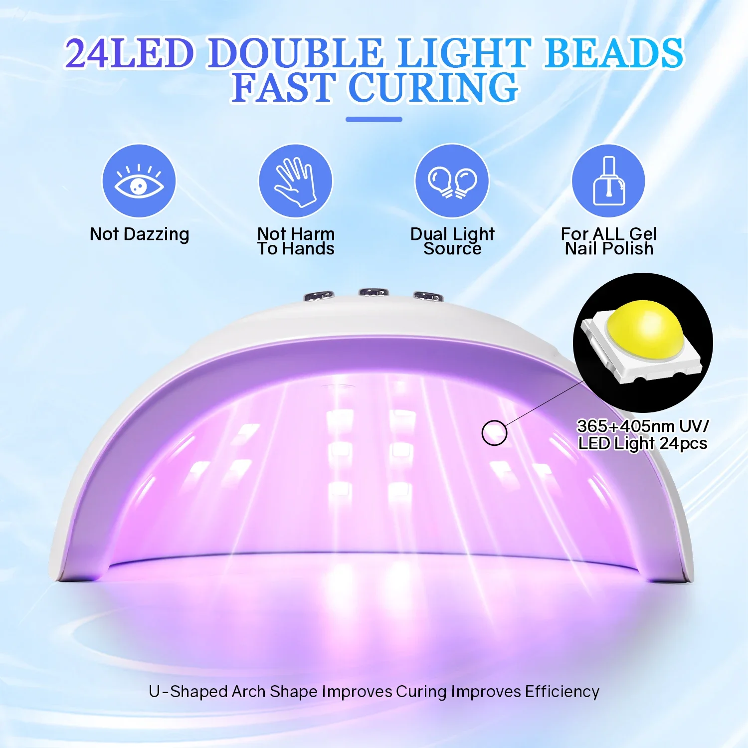 Professional 24LEDS UV LED Nail Lamp For Curing Gel Nail Polish 72W Nail Drying Lamp With Auto Sensor 3 Timer Setting Salon Tool