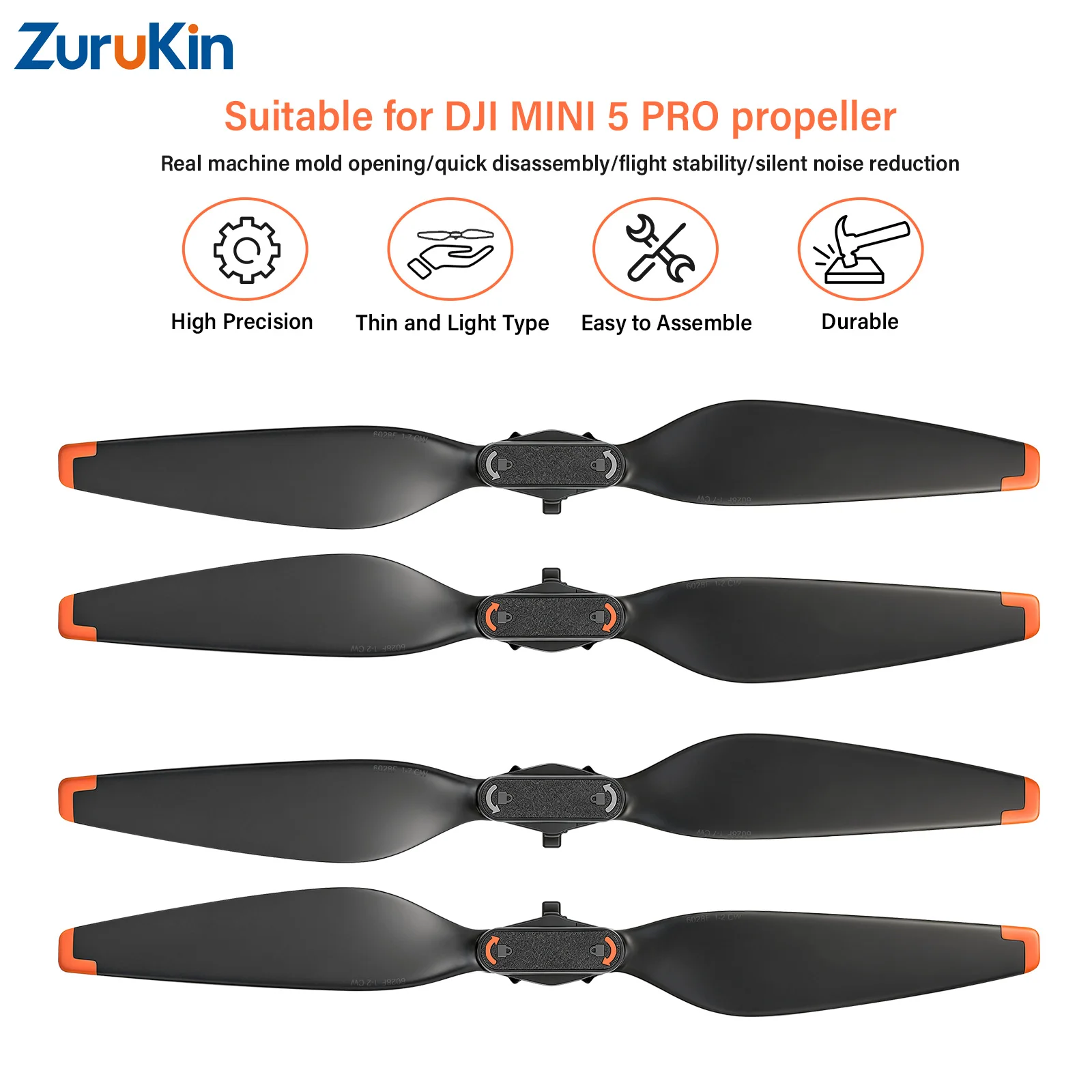 

4PCS Propellers for DJI Mini 5 Pro Lightweight Durable PC Blades Low-Noise Quick-Release Design High-Toughness Replacement Props