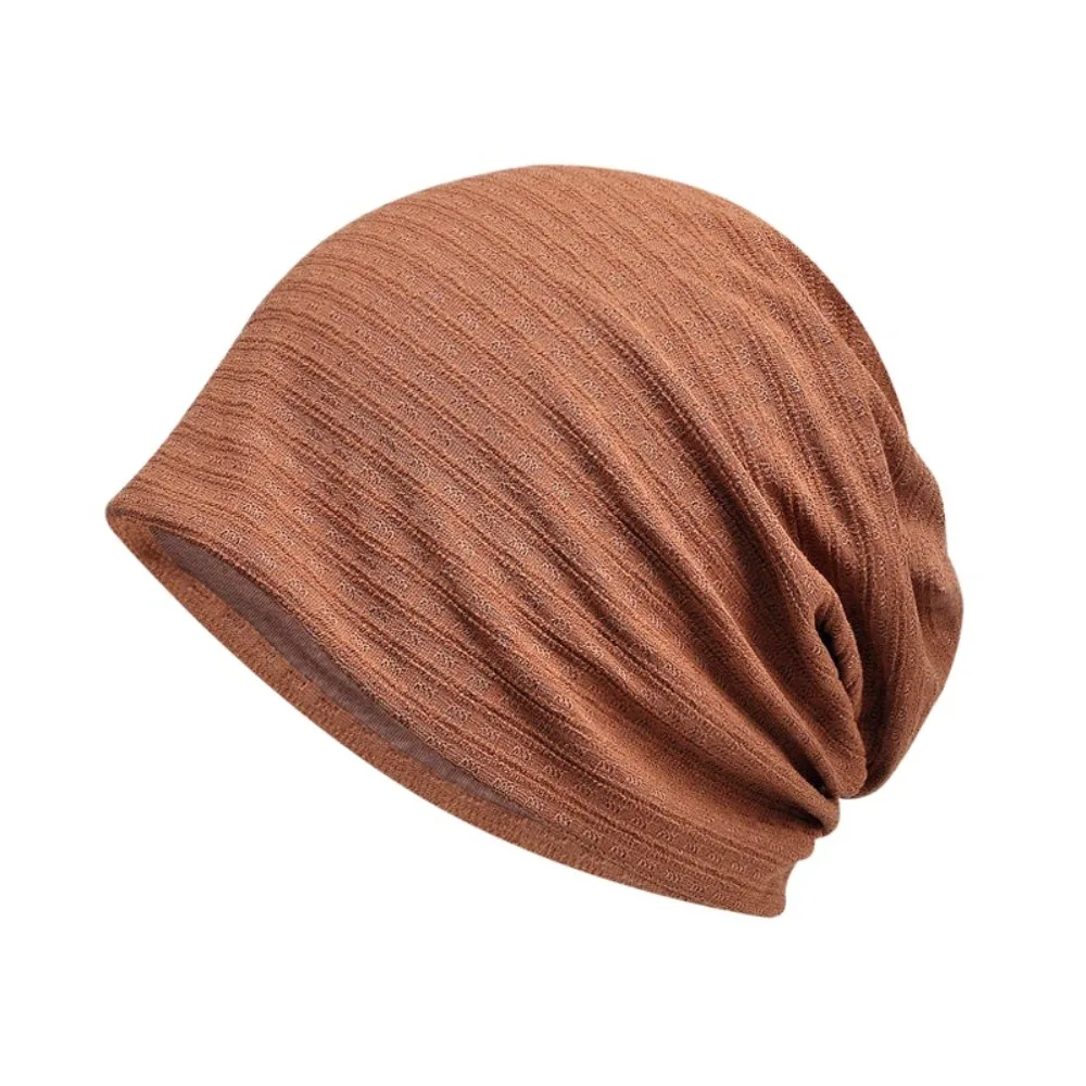 

Fabric Caps Stripes Slouchy Beanies Hat Soft Windproof Knitted Outdoor Baggy Skullcaps Double Layer Solid Color Thin Hedging Cap