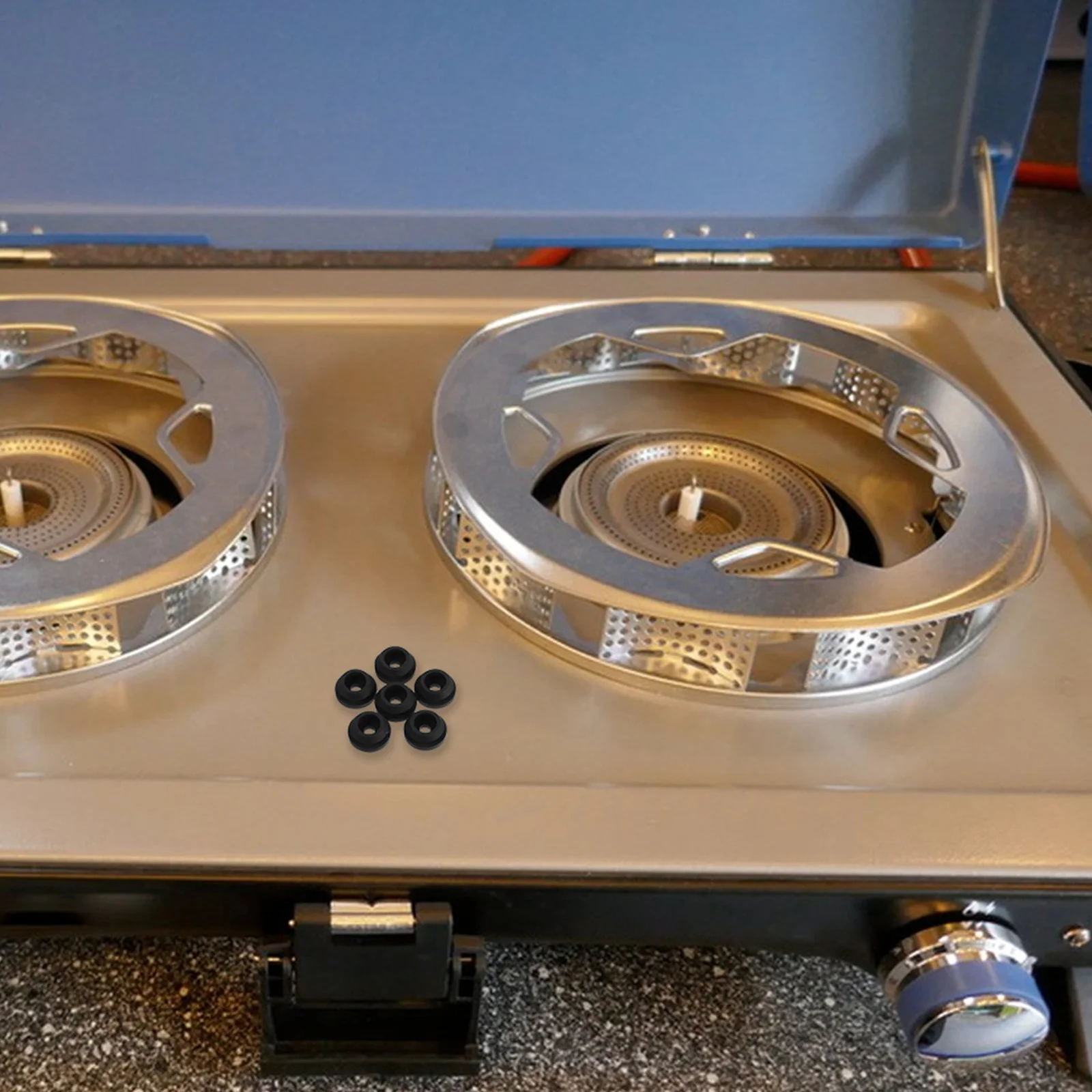 

6Pcs Round Rv Stove Grommets Kit Rubber Stove Grommets for Cooktop Grate Replacement Trailer Camper Burner Mounting Gasket Pads