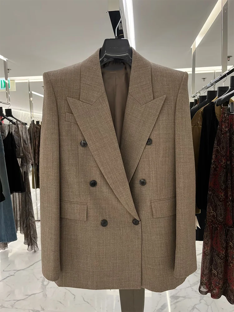 

Retro Double-Breasted Tailored Suit Jacket Loose Casual Versatile Spring High-End Feeling Women's Fashion Outerwear