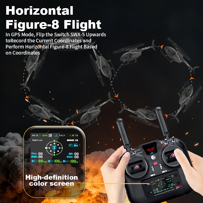 XZNRC Bird MD530 Remote Control Helicopter 6 channels Single-Propeller GPS Positioning Brushless Simulation Model Aircraft Toy