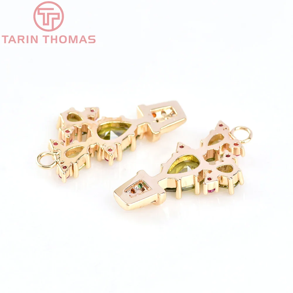 (2390) 2PCS 10.5x21 มม.24K GoldสีทองเหลืองZircon Cactus Charmsจี้คุณภาพสูงDIYเครื่องประดับทําผลการค้นหาขายส่ง