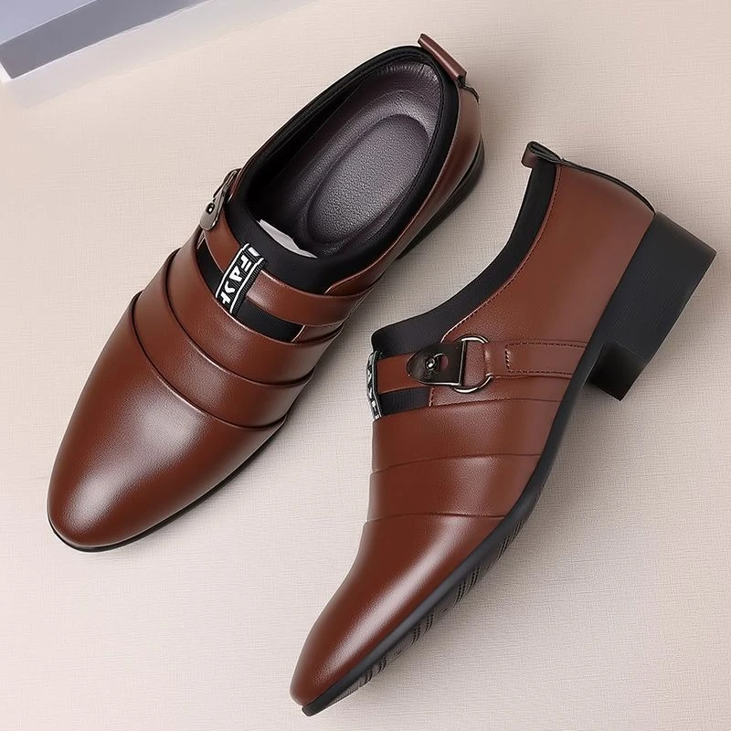 

Мужские деловые туфли без шнуровки в корейском стиле, коричневые легкие туфли из воловьей кожи, низкая цена, роскошные дизайнерские дешевые мужские туфли Liquidation