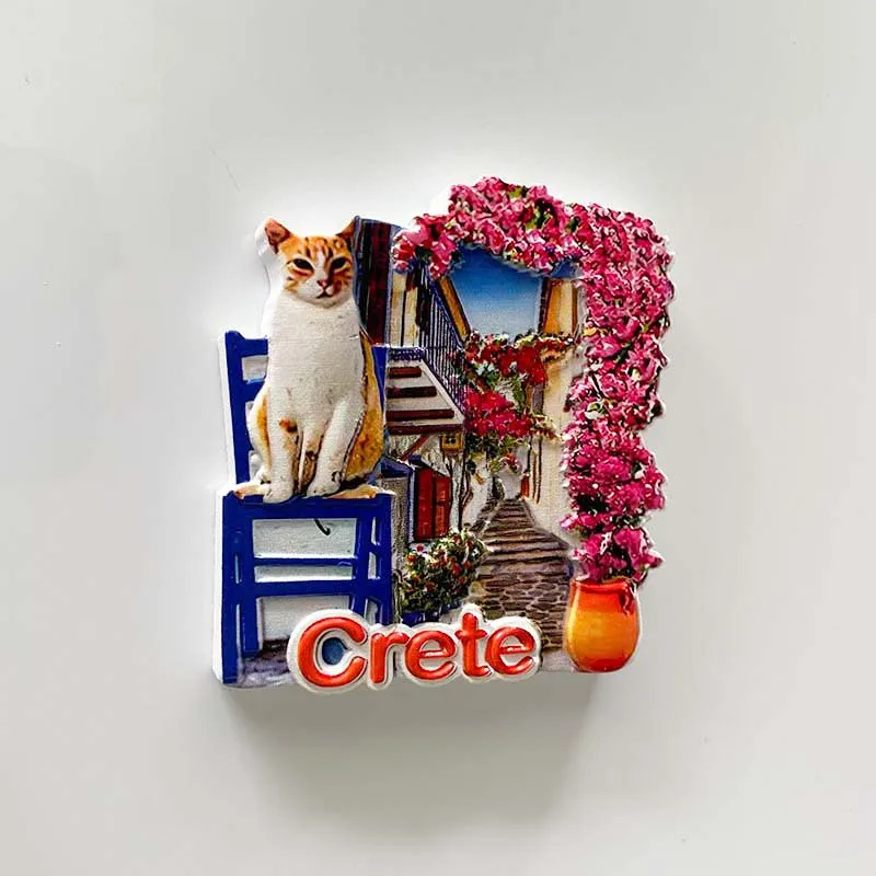 مغناطيس ثلاجة كريتي يوناني تتميز بومة وحمار وأمفوراس وطاحونة هوائية وحافلة ريترو وأدوات ديكور منزلية مثالية وديكورات الغرفة