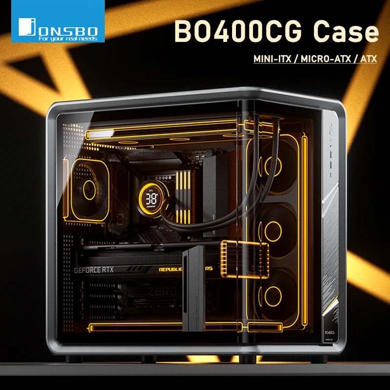 

Jonsbo BO400CG Computer Curved Glass Pillarless Seaview Room ATX MINI-ITX MATX Chassis 360 Water-cooled ARGB DIY Gaming PC Case