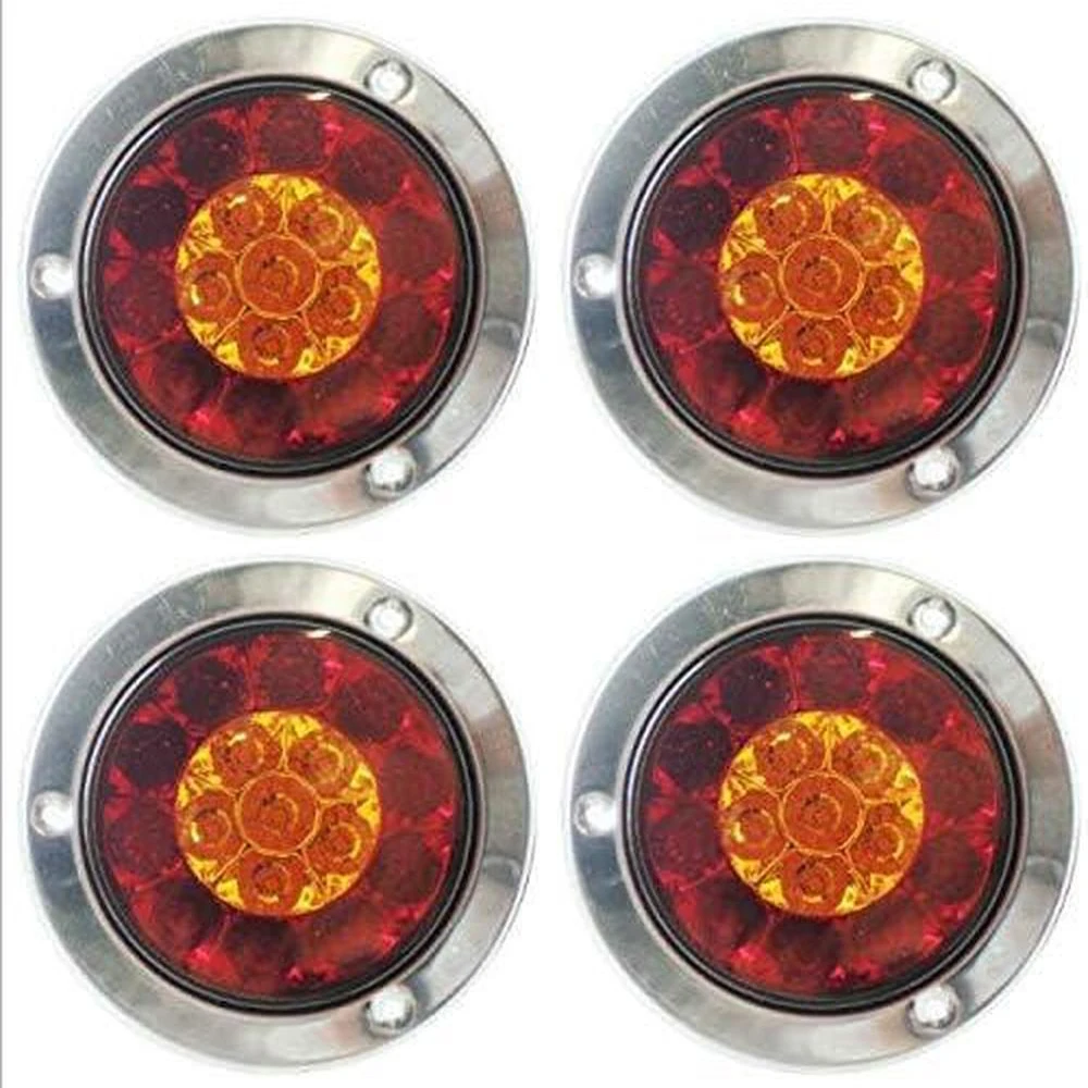 

4x4" Car Truck Red Amber LED Round Tail Light Indicator Trailer RV Camper Brake Signal Lamp Exterior Work Light Car Accessories