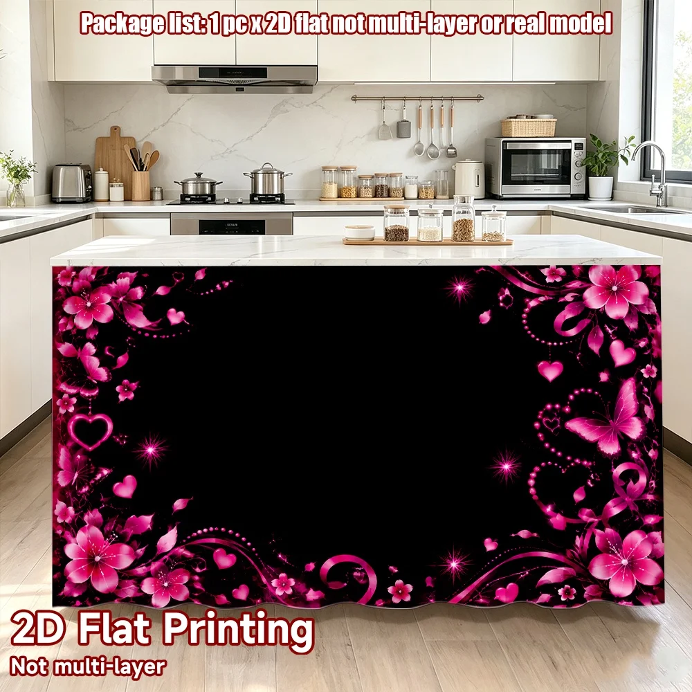 2D flat 1pc French romantic style Valentine Pink Floral Digital printing The rod-mount design makes installation convenient and
