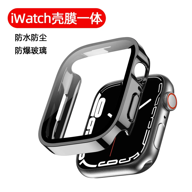 2PCS wasserdichte Hülle für Apple Watch 7 8 9 SE 45mm 44mm-40-41mm Bumper Displayschutzfolie 2 PACK Randabdeckung iWatch 5 6 Zubehör