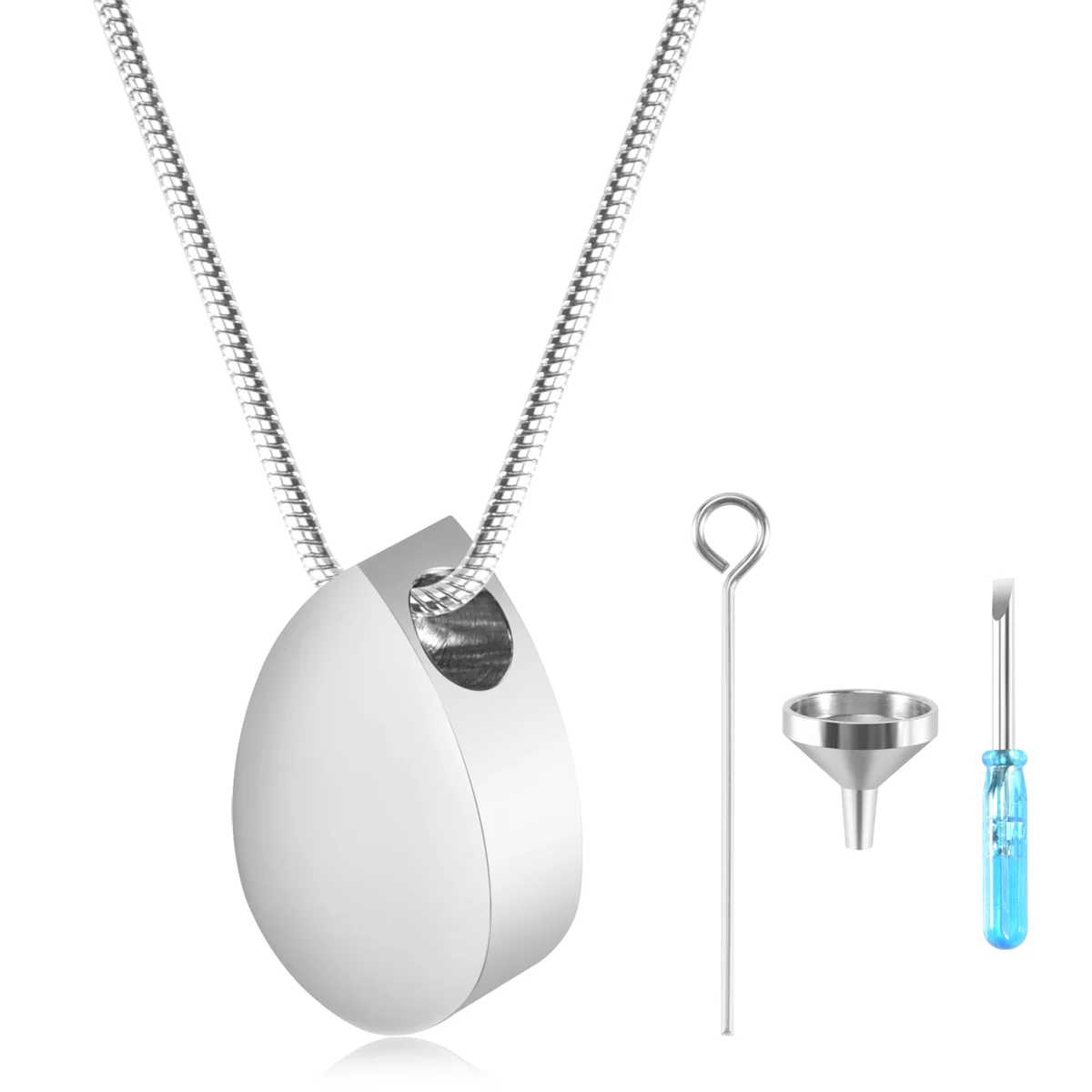 FZFZ パーソナライズされたティアドロップ形状の水滴火葬骨壺ネックレス、灰火葬ジュエリー用の充填キット付き