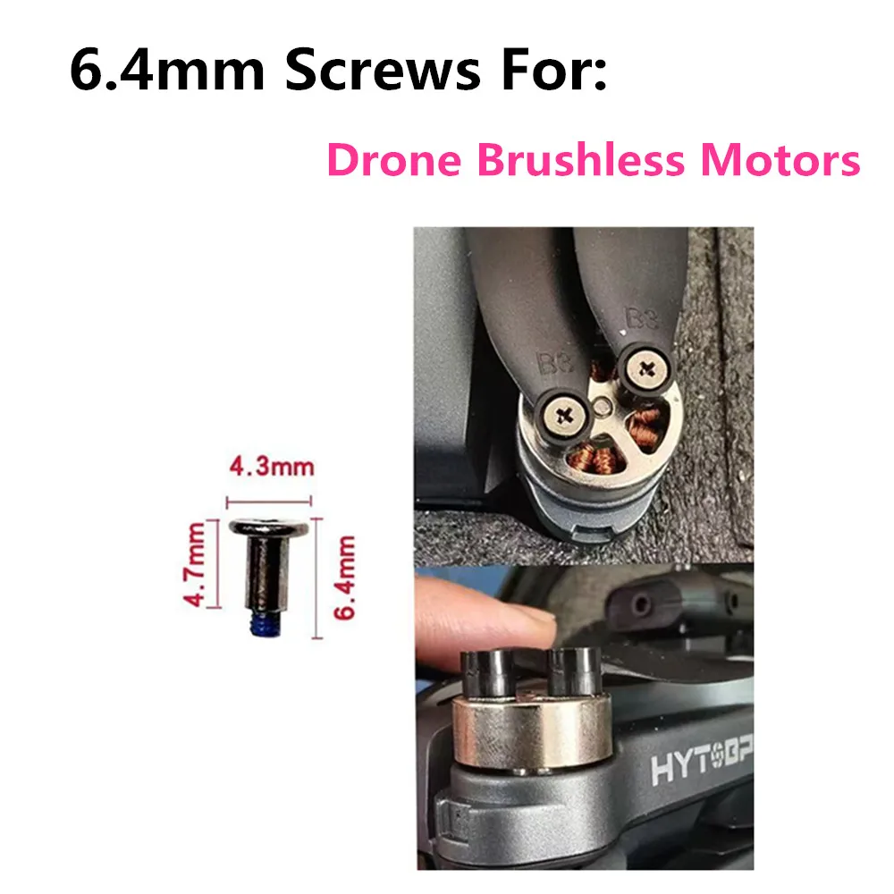 

8 шт./16 шт. винты 6,4 мм подходят для: бесщеточные двигатели дрона, установка пропеллера с цилиндрической головкой Phillips