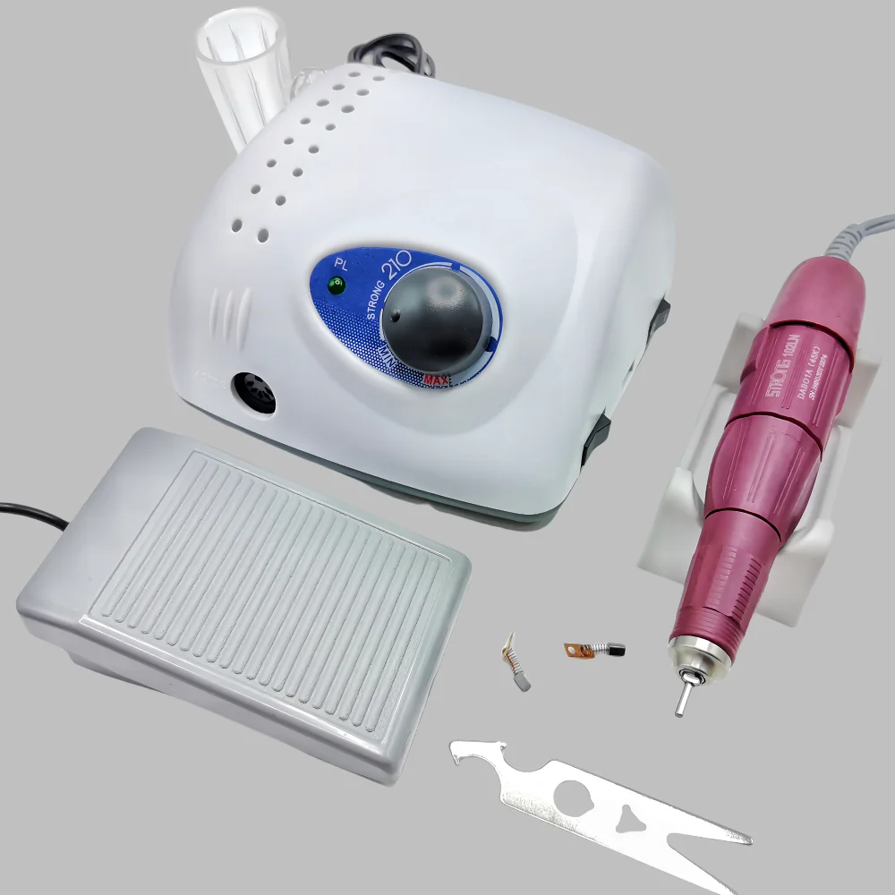 Handpiece Cortadores de máquina para manicure, broca elétrica, lixa de unha polonês, forte 210, 65W, 45000RPM, 102LN