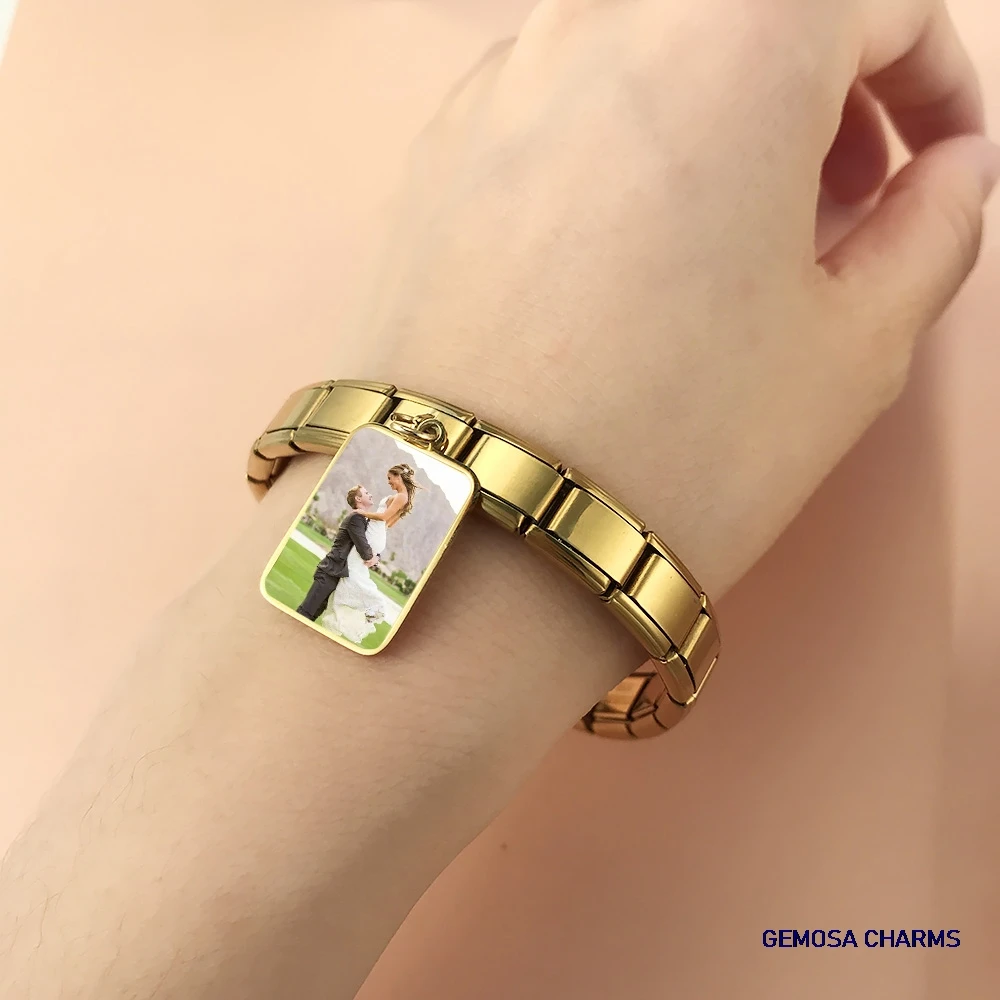 2026 تصميم مربع قلادة مخصصة الليزر والصورة مخصص الإيطالية سحر ربط صالح 9 مللي متر سوار مجوهرات هدايا #5