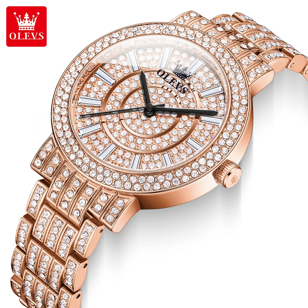 

New OLEVS Rose Gold Women Watches Ladies Wrist Watches Luxury Brand Rhinestone Womens Bracelet Watch Female Relogio Feminino