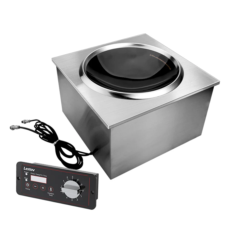 

Lestov Commercial Built-in Induction Stainless Steel Wok Burner Concave Cooker 3500W Easy Cleaning for Restaurant Stir Frying