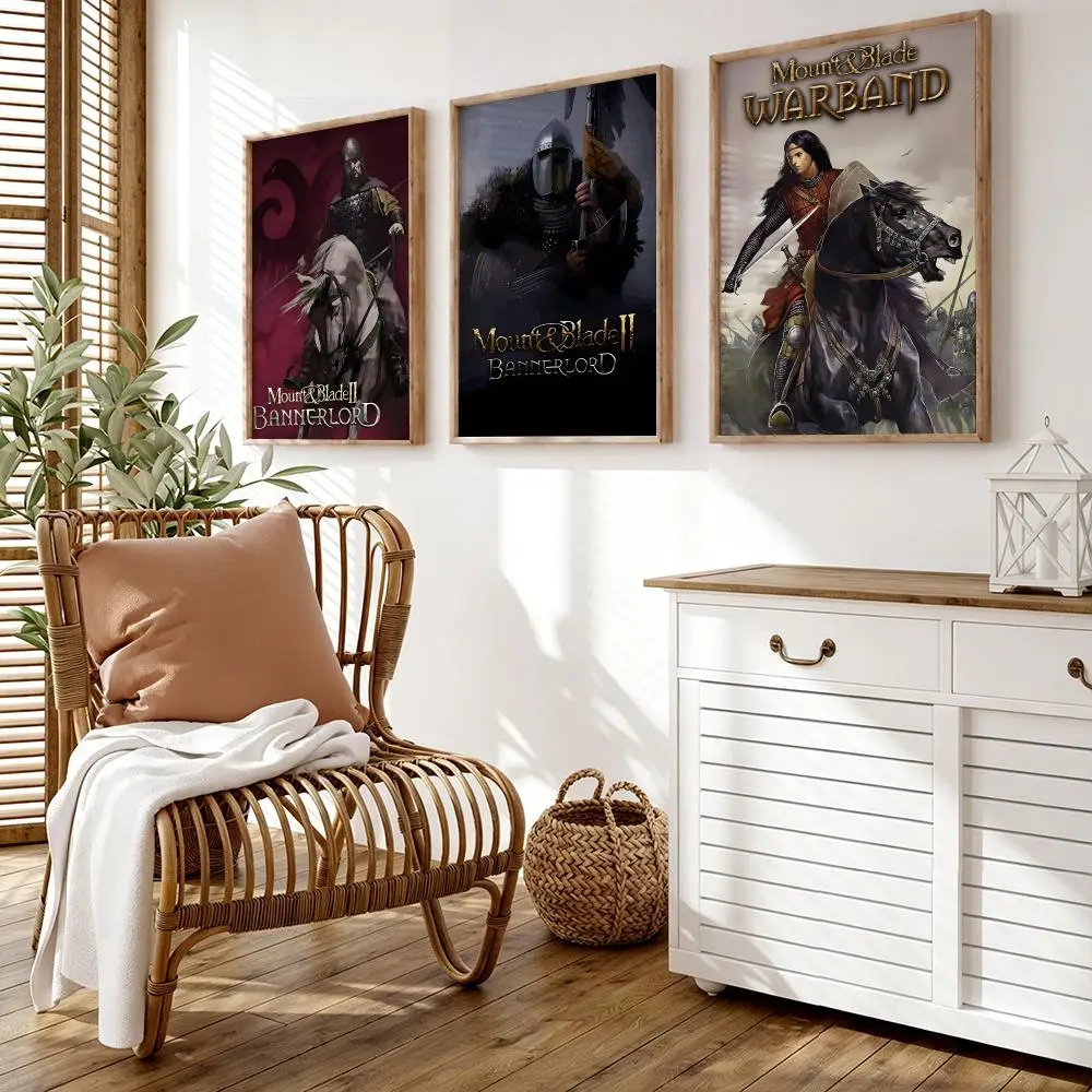 M-Mount B-Blade Strategy game Poster Wall Stickers HD Painting Self Adhesive Art Decals for Bedroom Living Room Home Decor