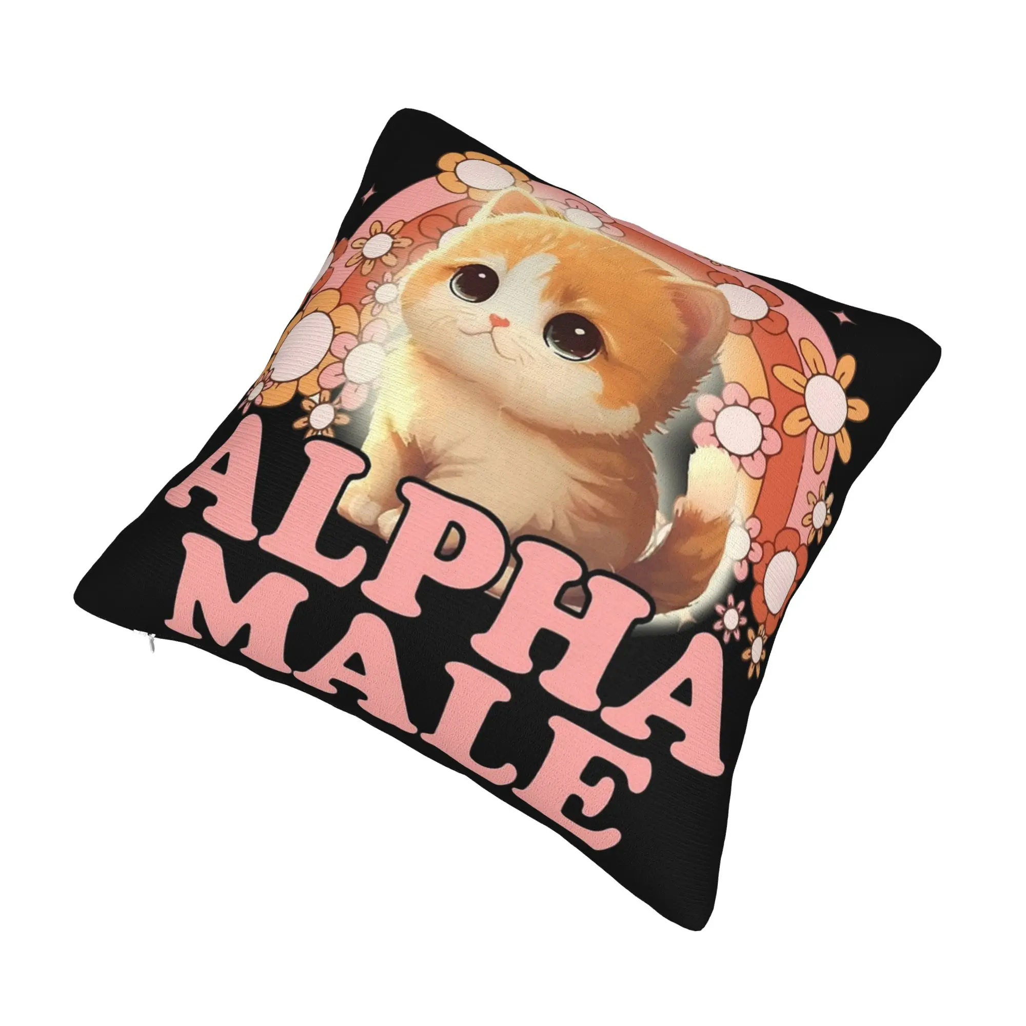 Alpha Male Cat Kitten Funny  Pillow Cover Printed Cushion Cover Decorative  Throw Pillow Case Cover Home Multiple Sizes
