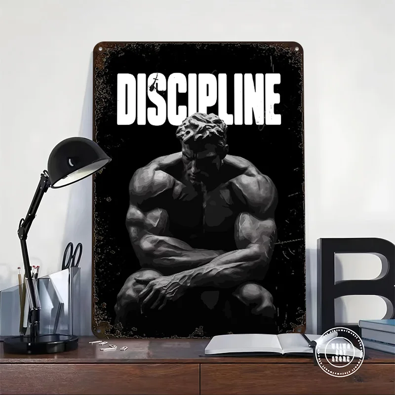 Discipline Bodybuilding Motivation Tin Poster Customized Wall Art Retro Vintage Metal Signs for Fans Room Luxury Decoration Home