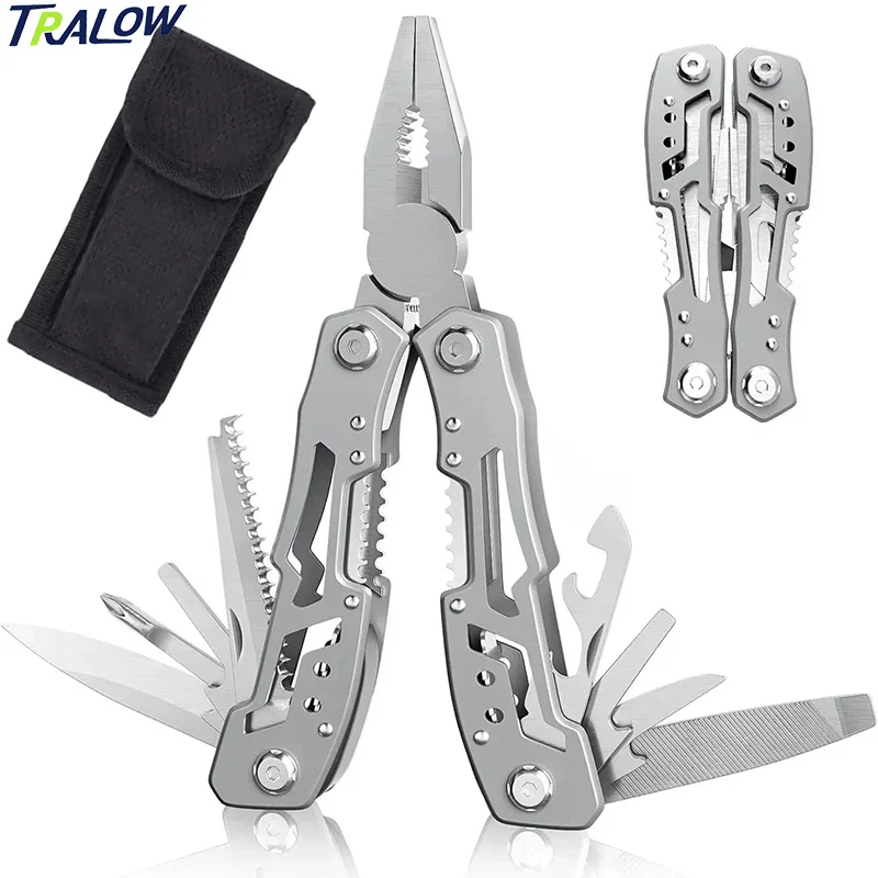 

TRALOW 14-in-1 Multitool Pliers Stainless Steel Folding Portable Survival Tool for Camping Hiking Hunting Outdoor Emergency Gear