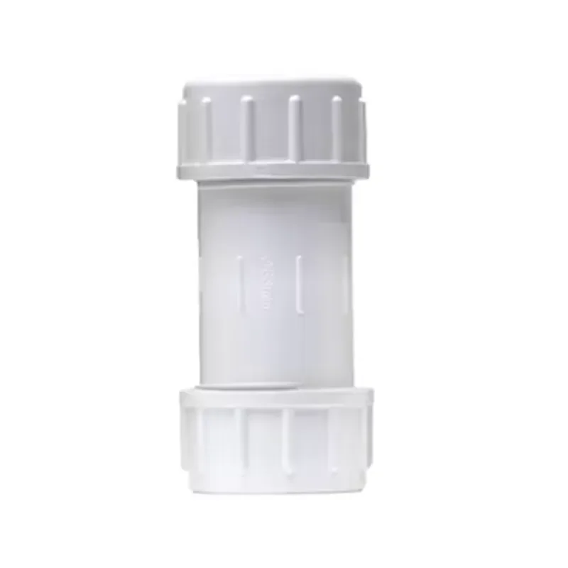 Qlozone Furniture Grade White PVC Smooth Surface Thick Loose Screw Joint Hose Connection Fittings Pipe Expansion Joint