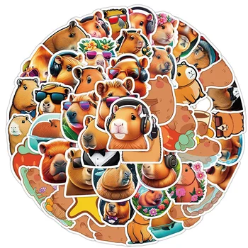 10/30/50 قطعة Kawaii الحيوان كابيبارا ملصقات الجمالية حزمة الاطفال اللعب الكمبيوتر المحمول خوذة الغيتار مقاوم للماء لطيف الشارات