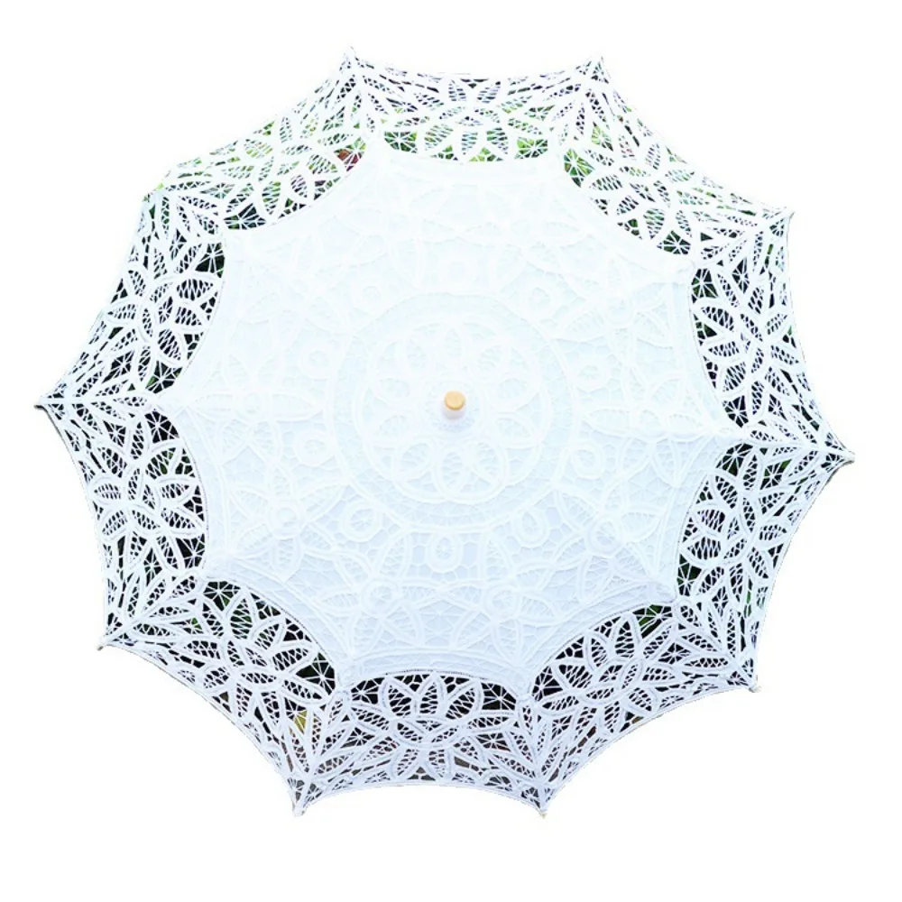 Vintage White Lace Bridal Umbrellas for Bridesmaid Photo Parasol Umbrella Tea Party Decor Props for Wedding sombrillas de encaje