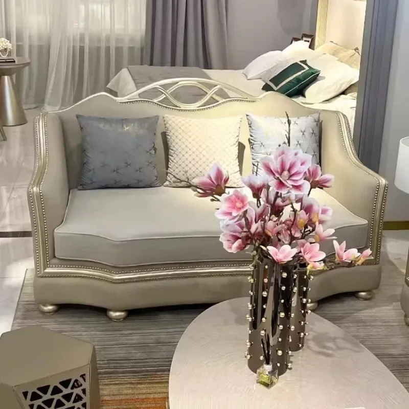 مجموعة أريكة جلدية أوروبية لغرفة المعيشة فاخرة من الطبقة الأولى من جلد البقر الصلب المنحوت على شكل زهرة #3