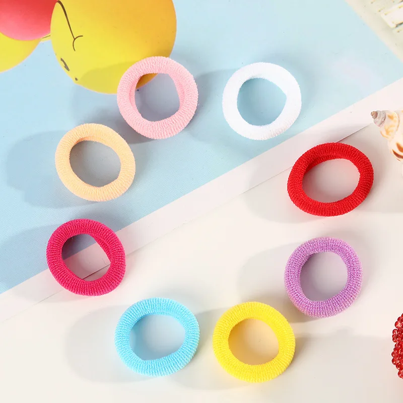 Small Rubber Band High Elasticity Does Not Hurt The Hair Multi Color System 2 Cm Diameter 100pcs