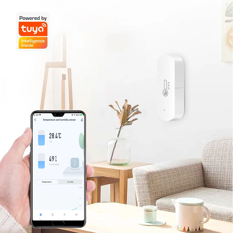 WiFi Temperature Humidity Sensor Tuya Indoor Smart Home Hygrometer Thermometer Detector Smart Life APP Control Alexa Google