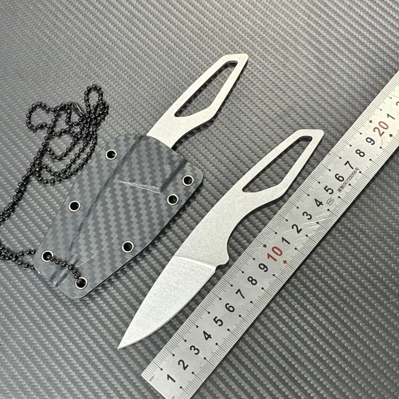 2025 EDC الرقبة معلقة في الهواء الطلق صغيرة صلابة عالية سكين مستقيم متكامل K غمد سكين جيب ، المحمولة في الهواء الطلق سكين الإنقاذ