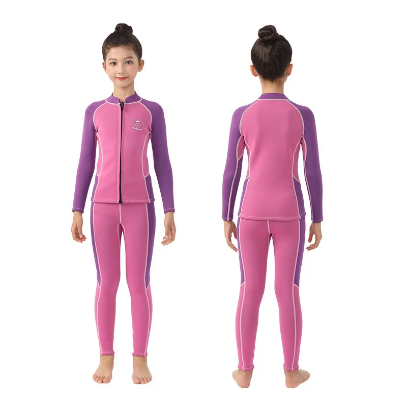 Combinaison de plongée fendue en néoprène pour enfants, 2.5mm, thermique, garder au chaud, plongée en apnée trempée, surf, natation, vêtements de plongée pour garçons et filles