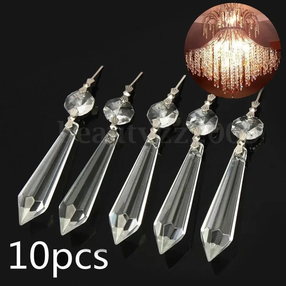 

Camal 10Pcs 63mm Drop Chandelier Prisms Pendants Octagonal Bead Hanging Lamp Lighting Part Suncatchers Strands