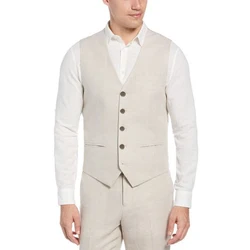 Luxury Beach Wedding Beige Linen Men's Suits Single Breasted Solid Color Formal Occasion 1 Piece Vest Elegant Waistcoat