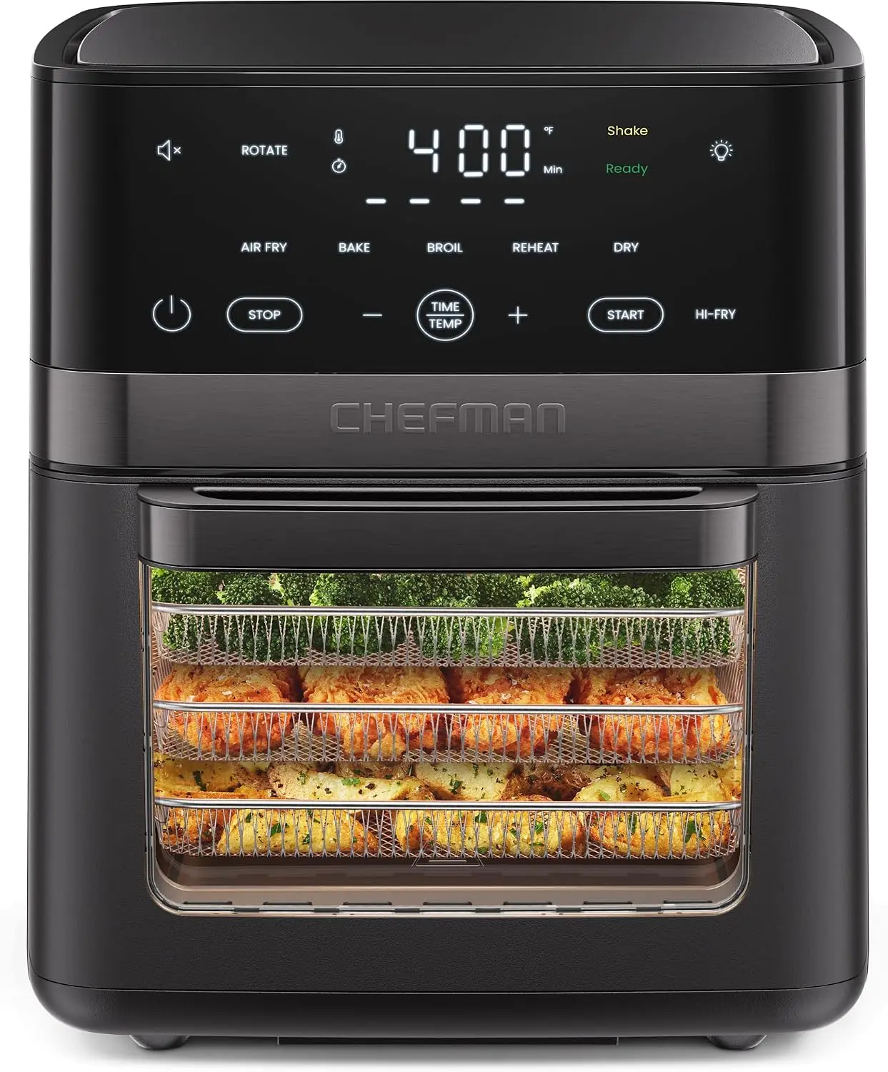 Chefman Air Fryer 6-in-1, XL 14-Quart Multifunctional Airfryer with Touchscreen Controls, Rotisserie, Food Dehydrator, Convectio