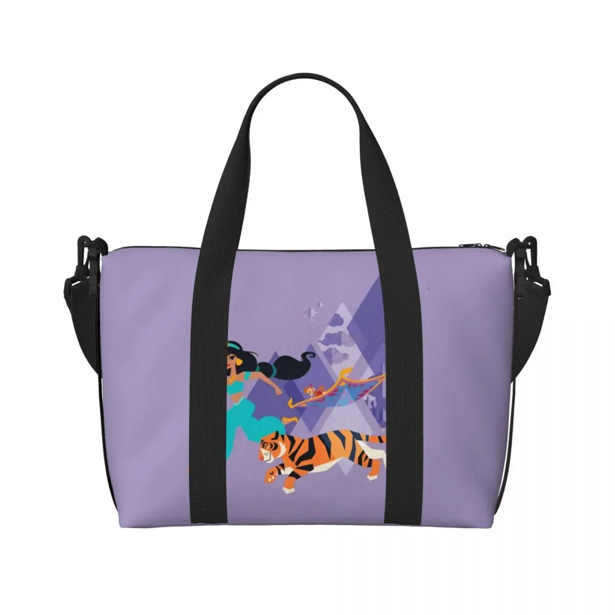

Custom Cute Cartoon A-Aladdin Beach Tote Bag Women Extra Large Gym Carry On Travel Shopping Bags