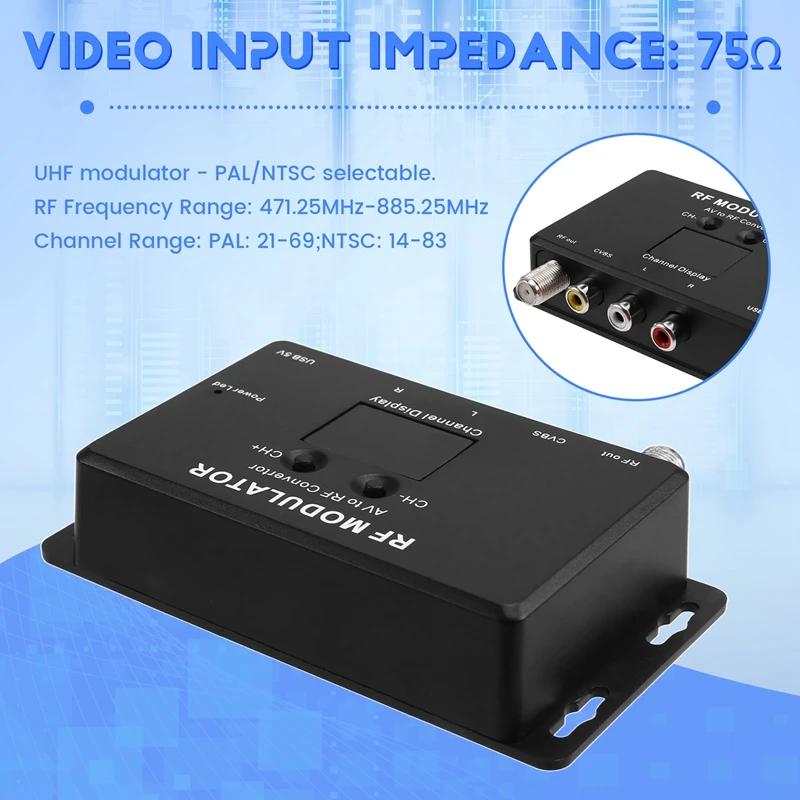M60 RF Modulator AV To RF Converter UHF Modulator RF Signal Converter
