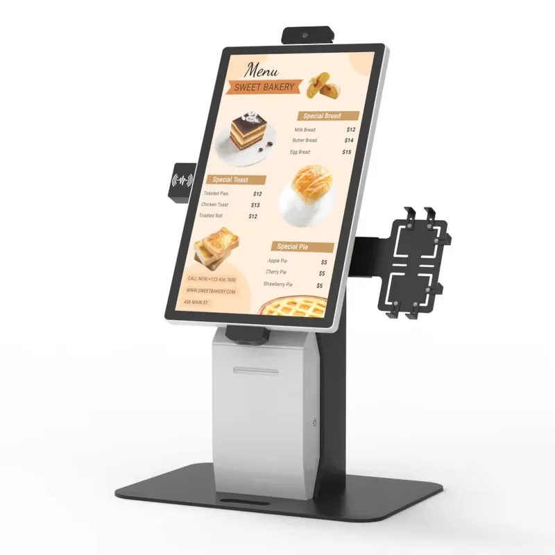 21.5 Inch IPS LCD 1080p POS Terminal Holder Floor Stand Wall Mount Food Ordering Kiosks Self Service Payment