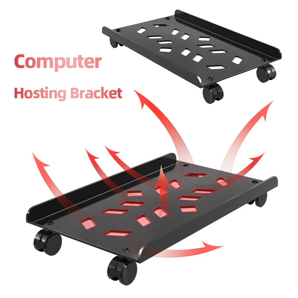 PC Stand Computer Tower Stand with Caster Wheels Steel Heavy-Duty PC Tower Stand PC Floor Cart PC Riser Office Desk Accessories