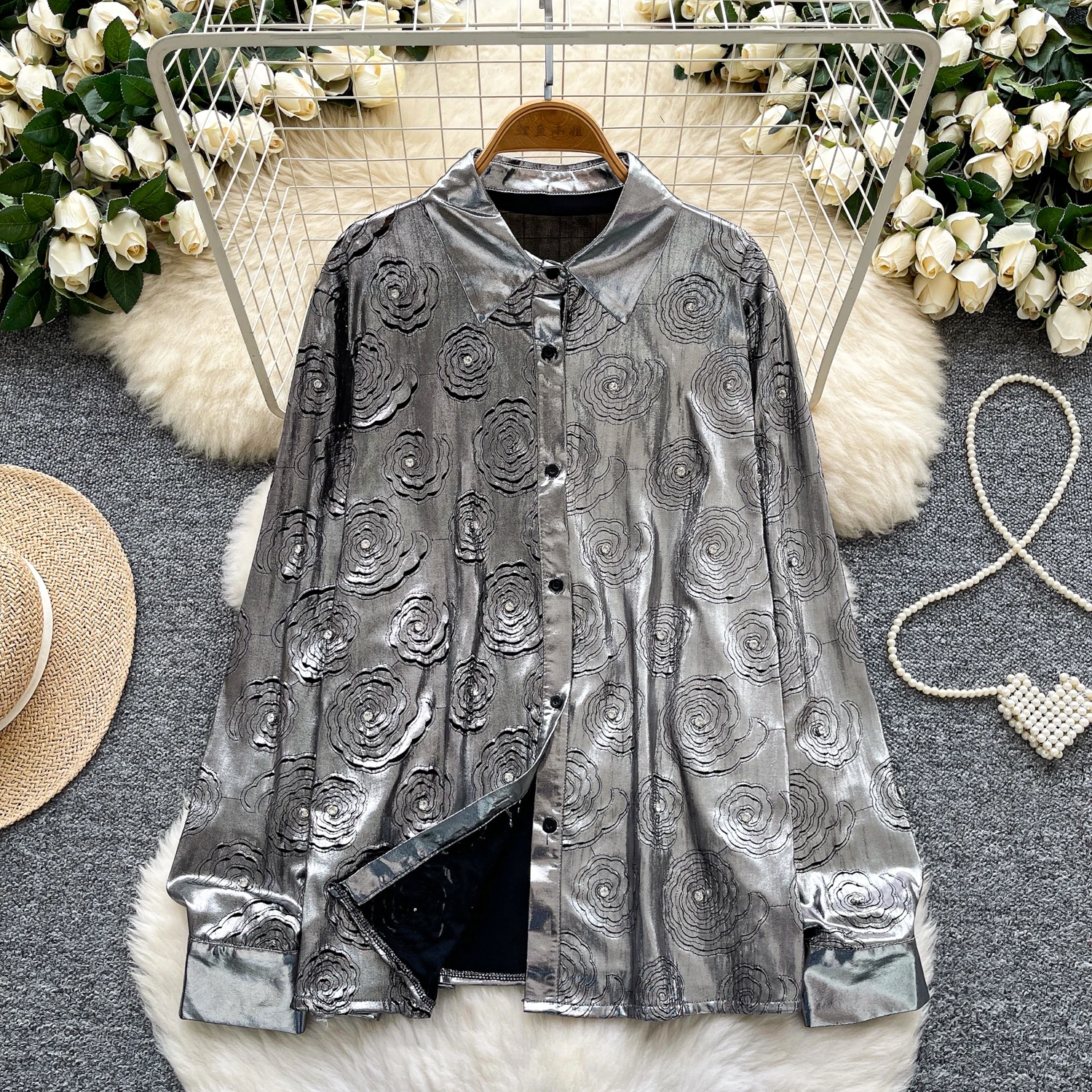 

Vintage basics Single Breasted long sleeve Blouse Slim Elegant Korean Fashion Women Shirt Femme Blusa