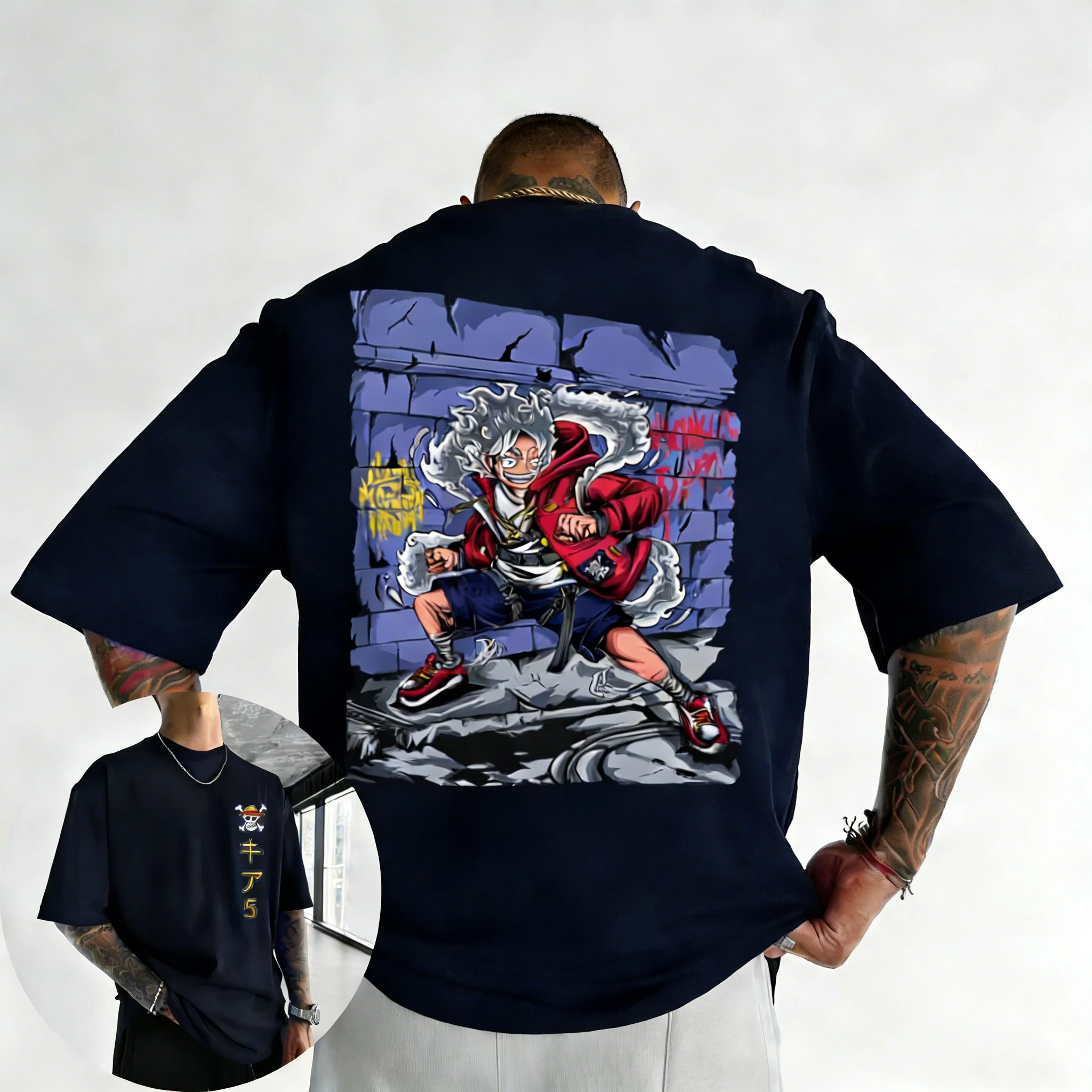 

Футболка из хлопка с принтом в стиле Академии Луффи из аниме One Piece, летняя, унисекс, в стиле стрит-хип-хоп, свободная, повседневная, Y2K, для родителей и детей