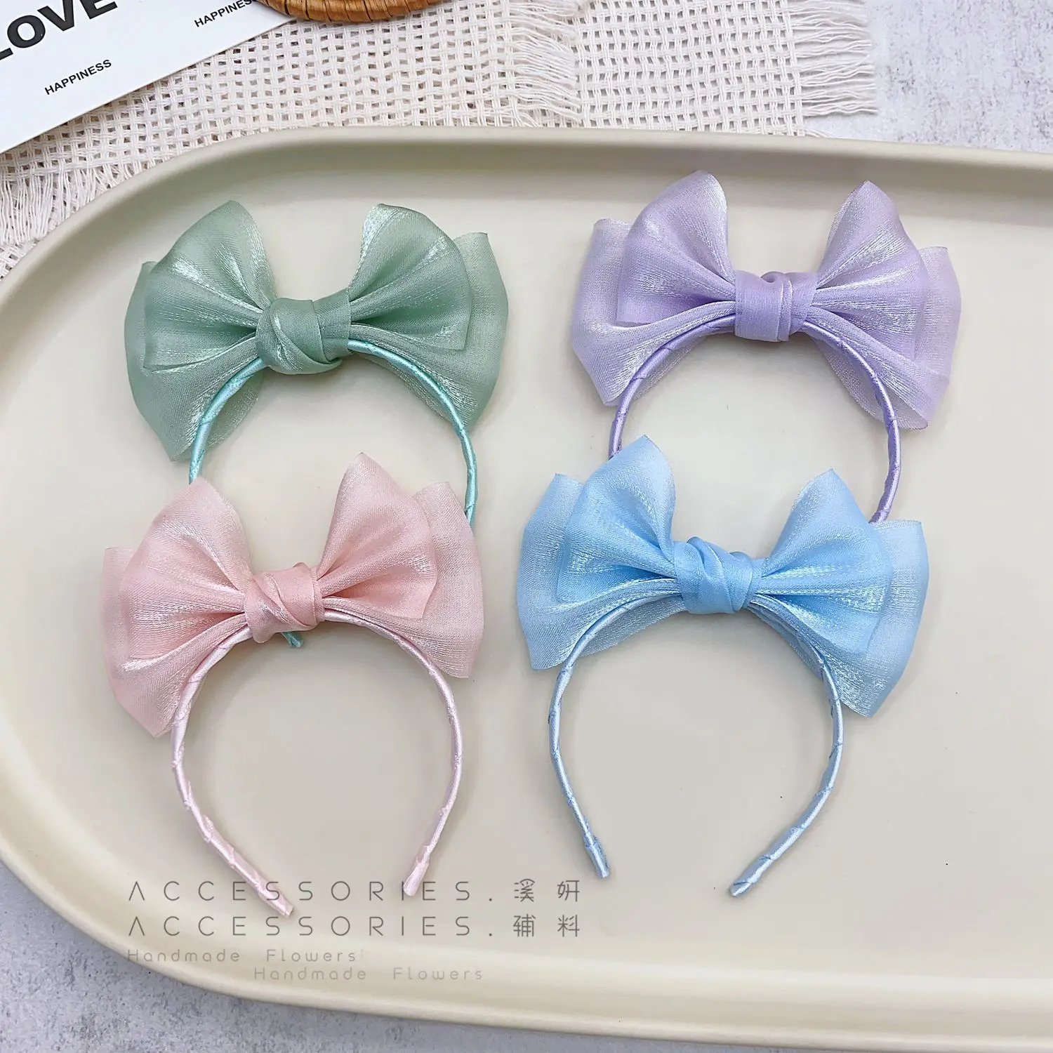 

Clothes Accessories For Labubu Sheer Bow Headbands For 15/17cm 1st-3rd Gen Dolls Colorful Organza Styles