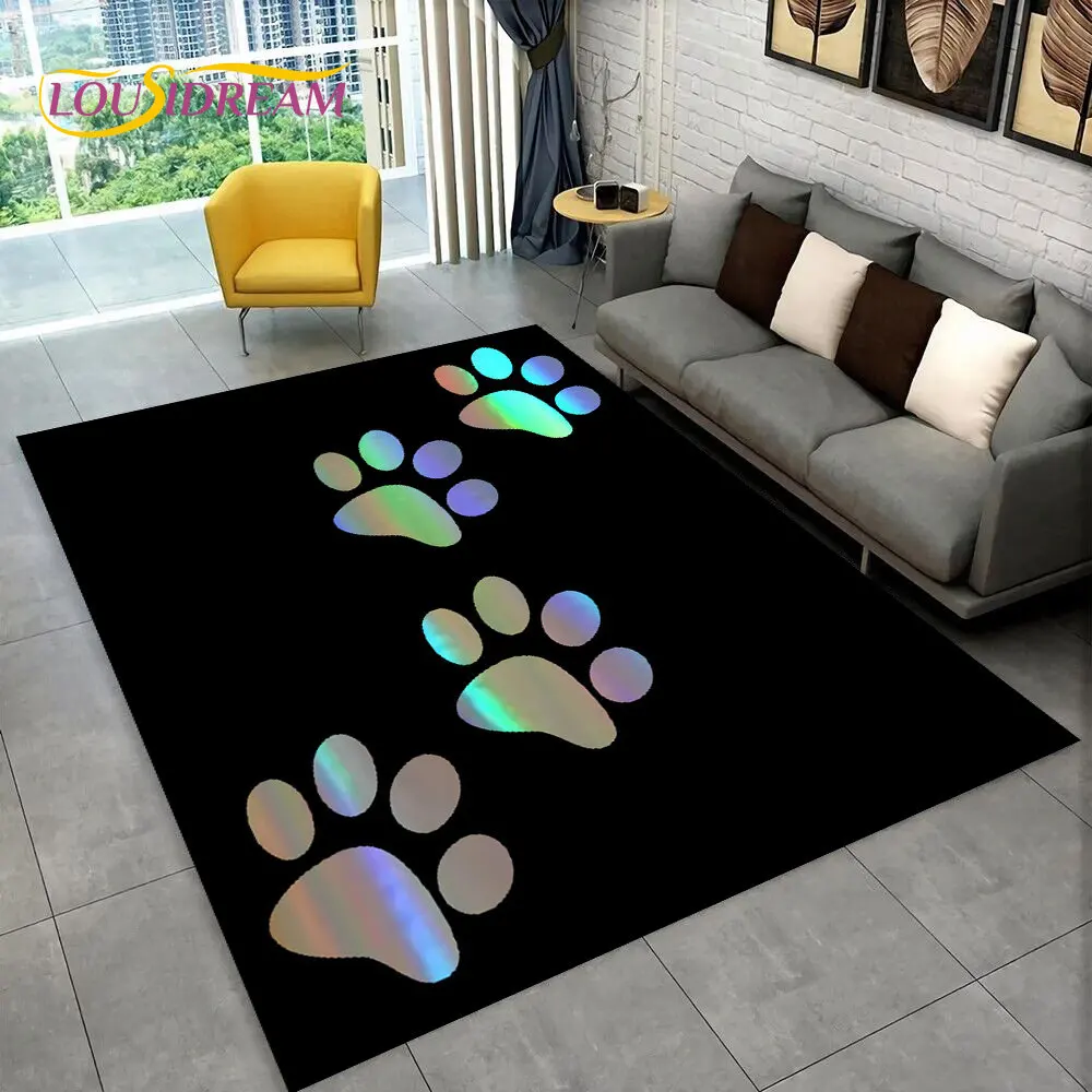 Pets Footprint Sole Series 3D Area Rug Large,Carpet Rug for Living Room Bedroom Sofa Doormat Decoration,kids Non-slip Floor Mat