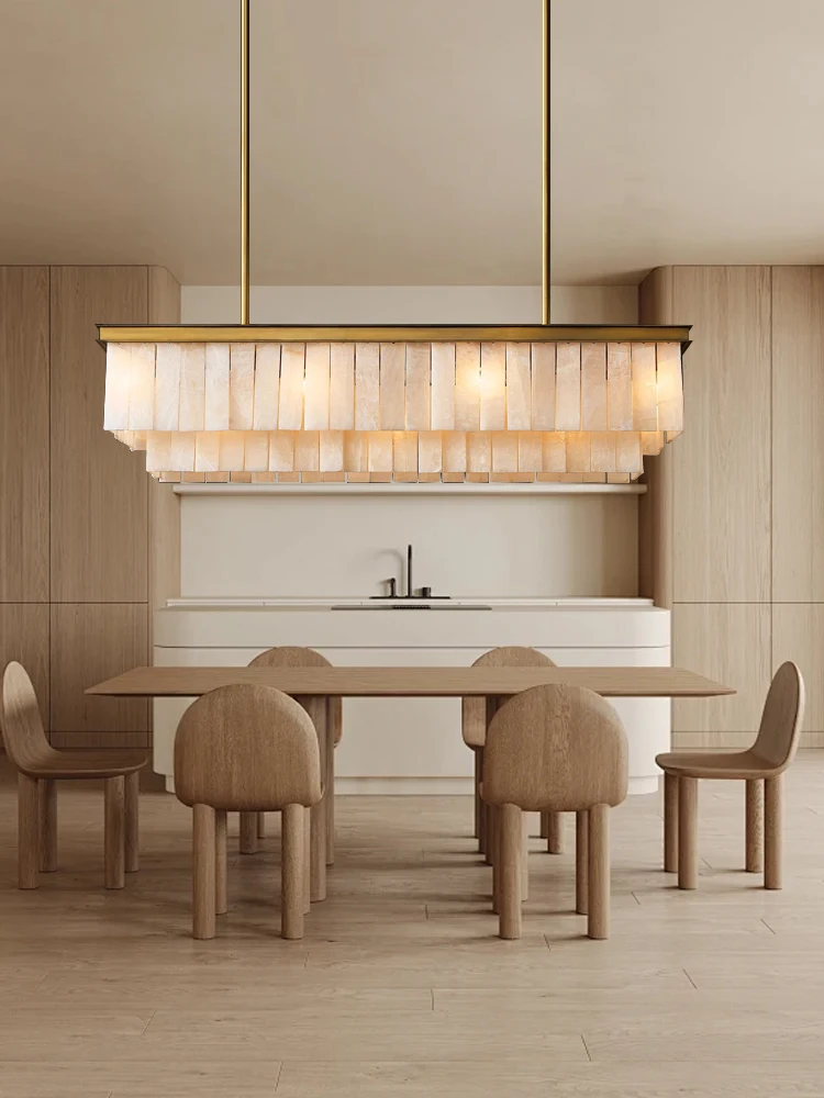 

Bronze Long Rectangle 59" Marble Pendant Light for Dining Room Kitchen Island Decoration Luxury Stone Hanging Lamp Lamparas