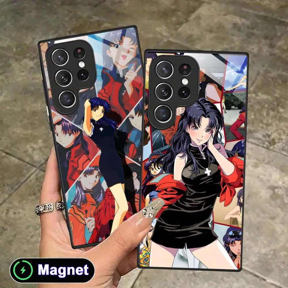 EVAN Misato Katsuragi Phone Case for Samsung Galaxy S26 S25 S24 S23 S22 S21 S20 Note20 Plus FE Ultra Glass Magnet Cover