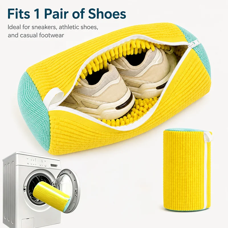 Shoe Washing Bag for Protective Washing Machine Reusable Sneaker Laundry Cleaning Bag with Zipper Rich Fluff Wash Pouch