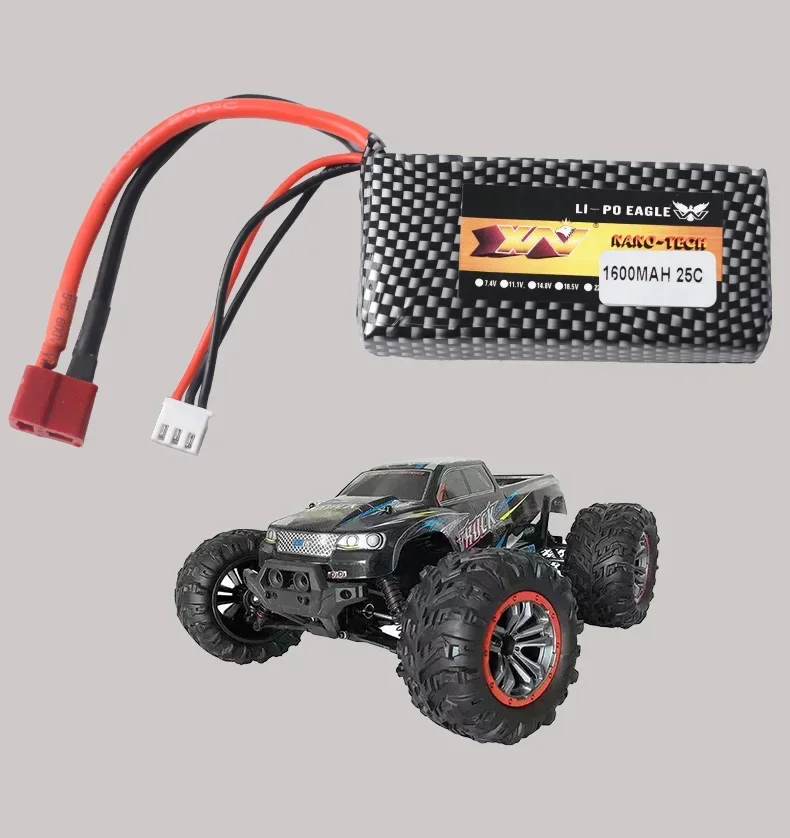 7.4v 1600mah 25C Lipo Battery with T plug For XLH 9125 Remote Control Rc Car Spare Parts