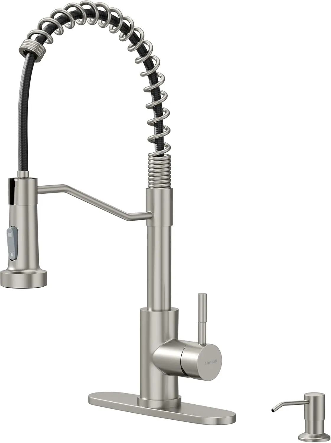 

High Arc Kitchen Faucet with Soap Dispenser and Pull Down Sprayer, Stainless Steel Sink Faucet for Farmhouse, RV, Laundry