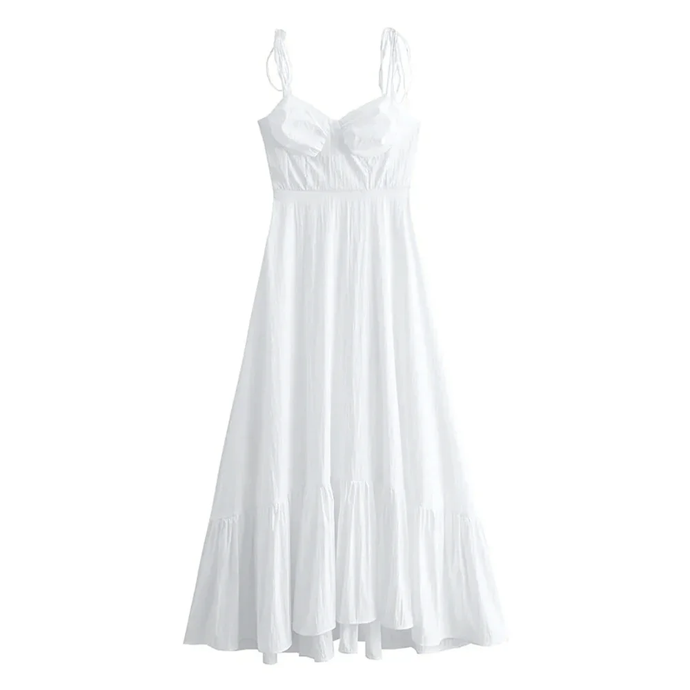 فساتين CPSYMYM للربيع والصيف، فساتين يومية أنيقة بلون سادة بدون أكمام بدون أكتاف للنساء