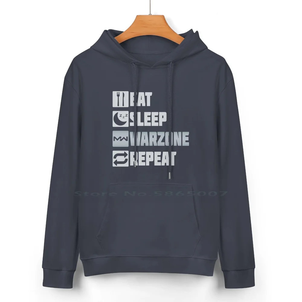 Eat Sleep Warzone Repeat Pure Cotton Hoodie Sweater 24 Colors Games Gaming Esports Rank 1337 Pro Competitive Funny Fps Modern