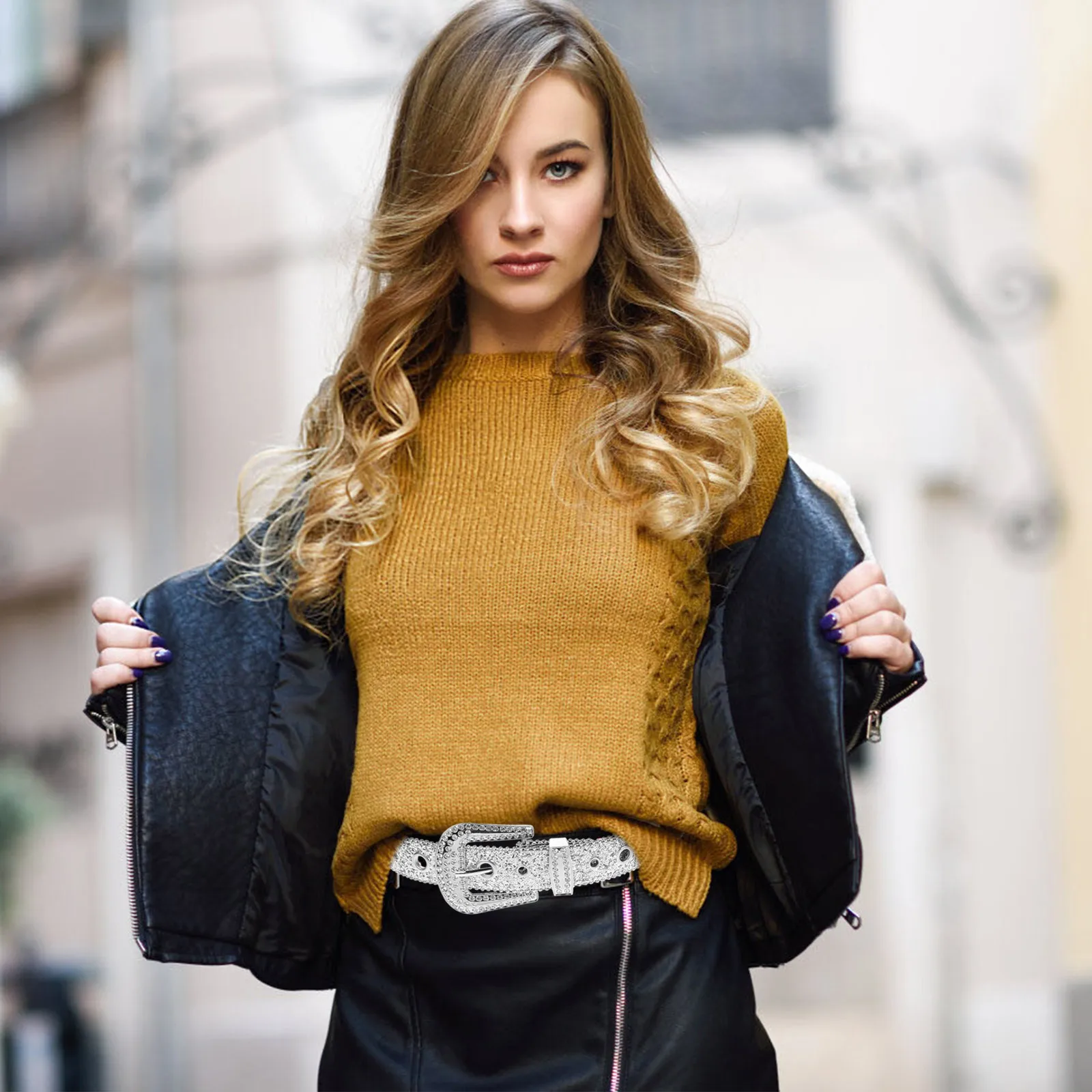 فستان أنيق للنساء لفساتين الجينز النسائية إكسسوار الزفاف الغربي حزام الجينز الموضة للنساء حزام #6